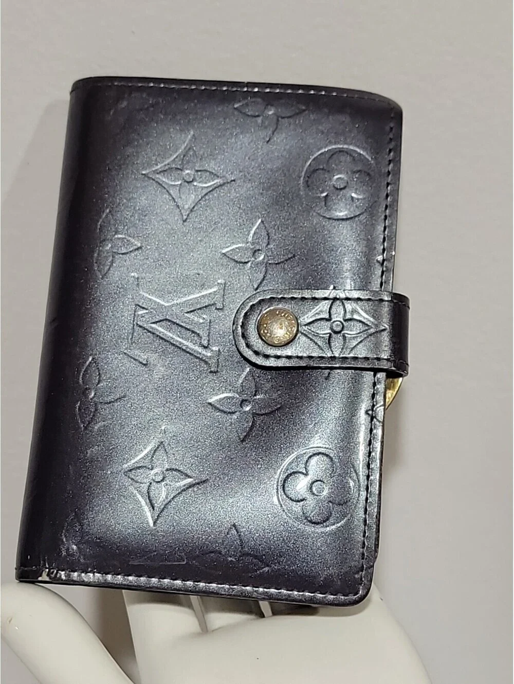 MT Louis Vuitton Monogram Vernis Compact Wallet Kiss-Lock Coin Purse Vintage #☆